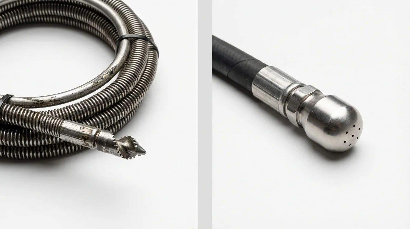 Drain snake cable and hydro jetting nozzle used for drain cleaning in Philipsburg, MT