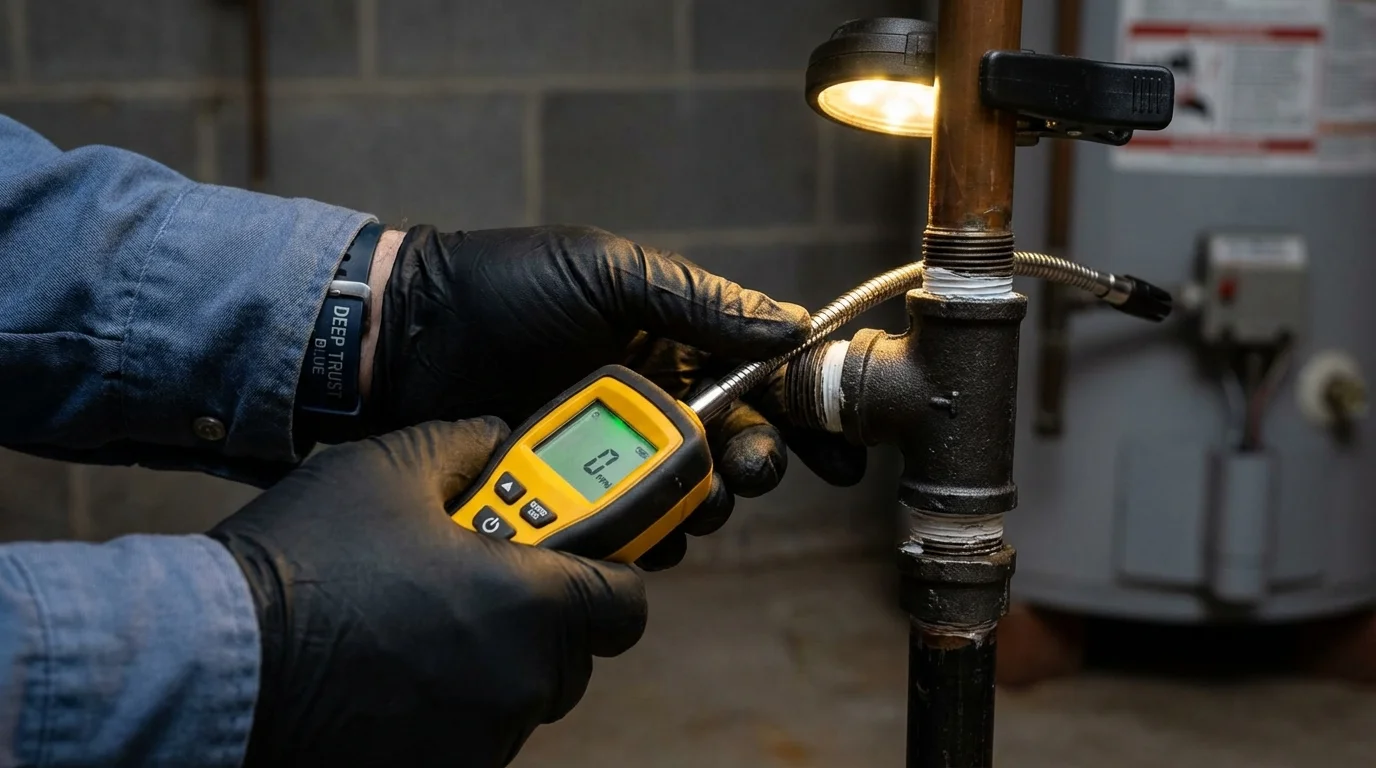 Gas leak detection with electronic sniffer by Johns Plumbing LLC in Philipsburg