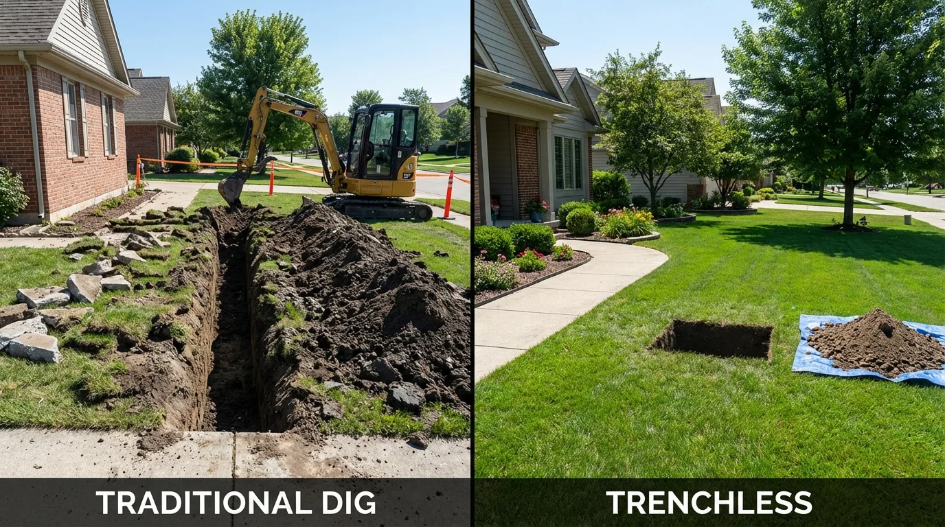 Trenchless sewer repair with minimal yard damage versus traditional excavation in Philipsburg, MT